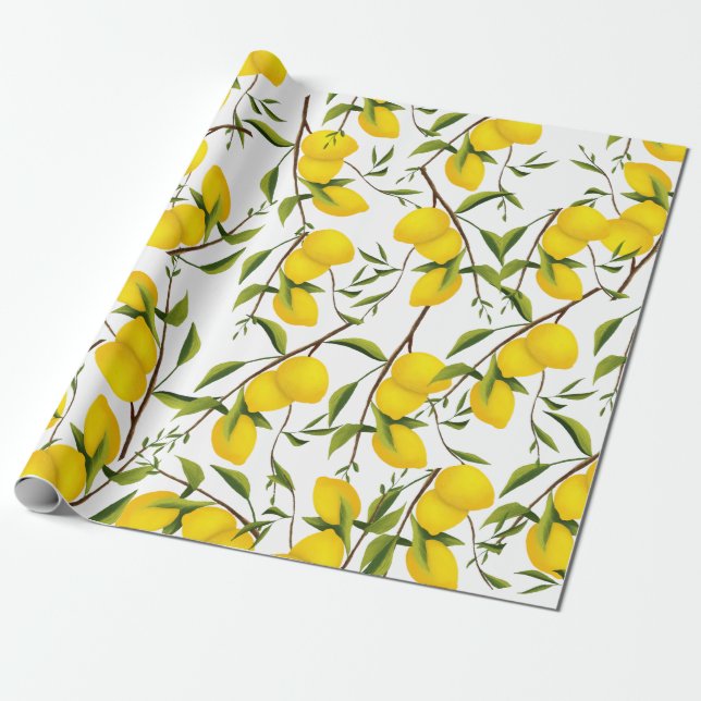 Papier Cadeau Branches de citronniers d'été (Déroulé)