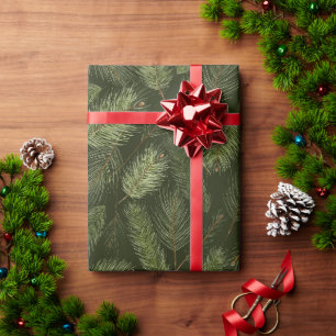 Papier Cadeau Branches de Noël élégantes en noir