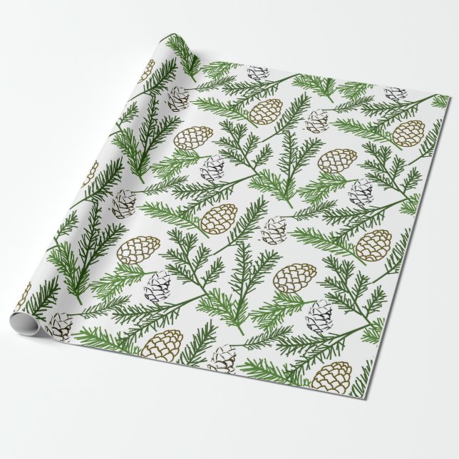 Papier Cadeau Branches de pin (Déroulé)