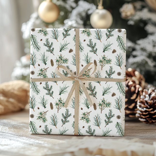 Papier Cadeau Branches de pin à feuillage persistant et Noël de  (Créateur téléchargé)
