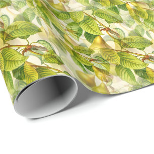 Papier Cadeau Branches de poires et Motif de poires 