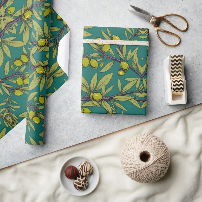 Papier Cadeau Branches d'olivier Free Palestine floral & botaniq (Artisanat)