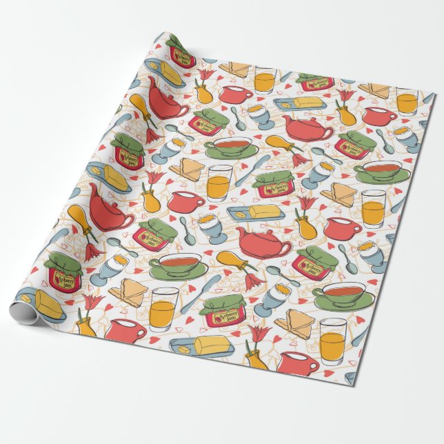 Papier Cadeau Breakfast Pattern (Déroulé)