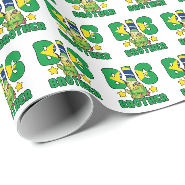 Papier Cadeau Brésil Big Brother - Oiseau avec drapeau du Brésil (Coin rond)