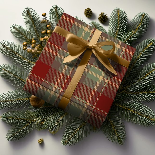 Papier Cadeau Brick rouge Tartan de Noël ID1141A (Créateur téléchargé)