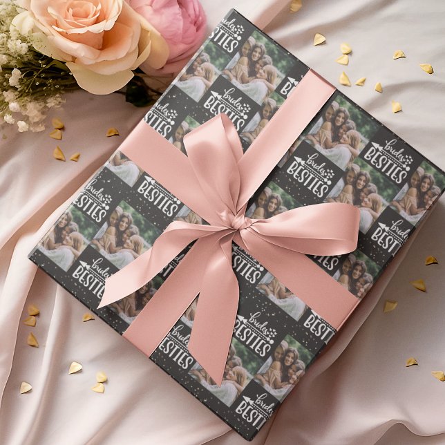 Papier Cadeau Brides Besties Mariage photo moderne Bridesmaid (Créateur téléchargé)