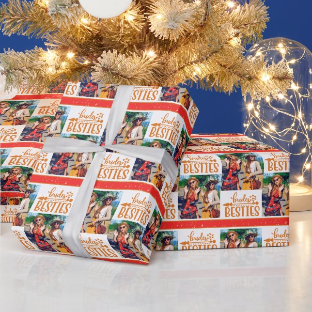 Papier Cadeau Brides Besties Mariage photo moderne Bridesmaid (Vacances)