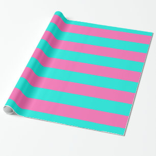 Papier Cadeau Bright Aqua, Hot Pink #2 XL Preppy Stripe 1X