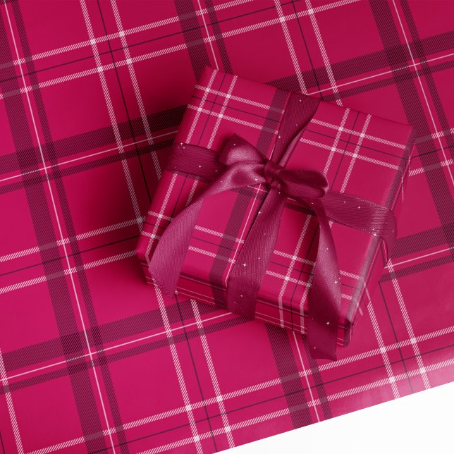 Papier Cadeau Bright bold fun rose plaid vacances (Créateur téléchargé)