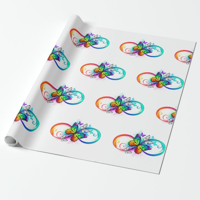 Papier Cadeau Bright infinity with rainbow butterfly (Déroulé)