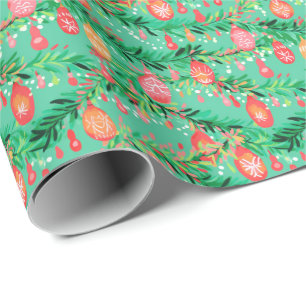 Papier Cadeau Bright Palm Beach Ornements de Noël Aquarelle