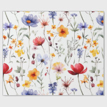 Bright Wildflower Meadow in Watercolor Pastel Tone