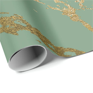 Papier Cadeau Brillant brillant de marbre doré de la mer verte