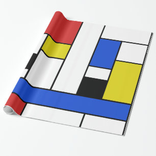 Papier cadeau brillant Lignes Mondrian, 76 cm x 1,