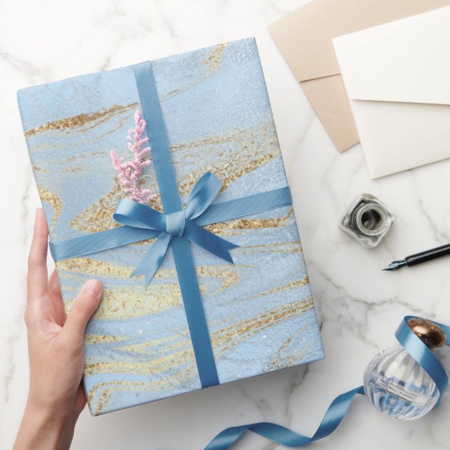 Papier Cadeau Brillant or et bleu bleu (Cadeaux)
