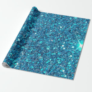 Papier Cadeau Brillant Parties scintillant bleu extravagant