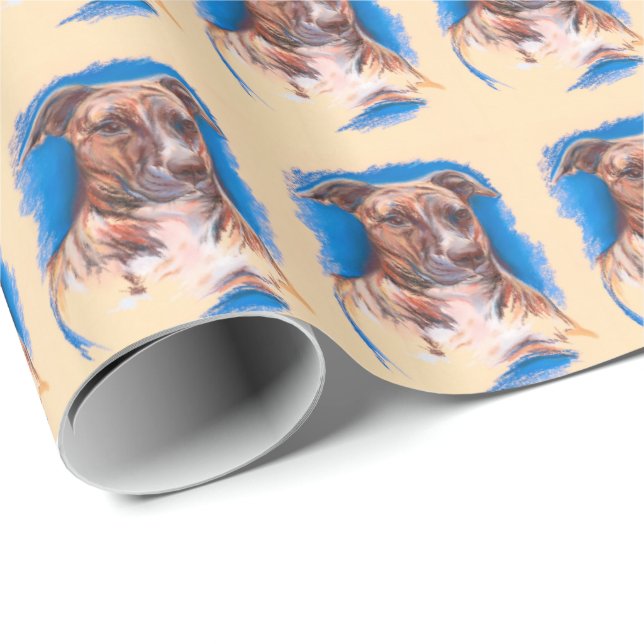 Papier Cadeau Brindle Pit Bull Dog (Coin rond)