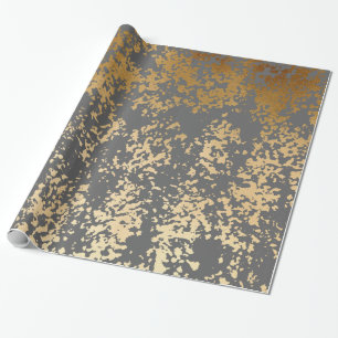 Papier Cadeau brique élégante fausse or et bracelet gris