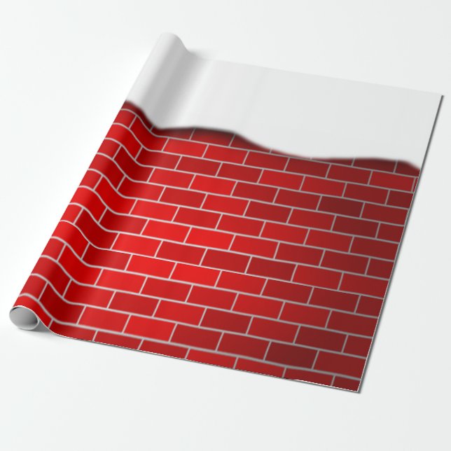 Papier Cadeau Brique rouge avec dérive de neige (Déroulé)