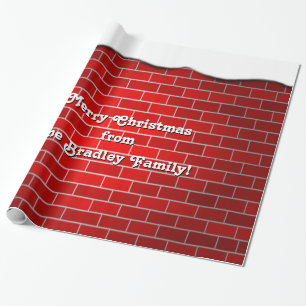 Papier Cadeau Brique rouge avec dérive de neige - Haut enneigé