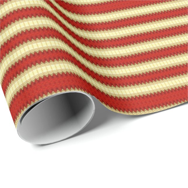 Papier Cadeau Brocade rouge et ivoire (Coin rond)