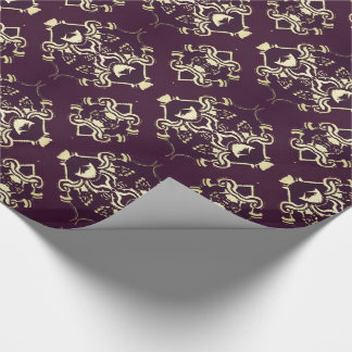 Papier Cadeau Brocard traditionnel d'or de pourpre royal