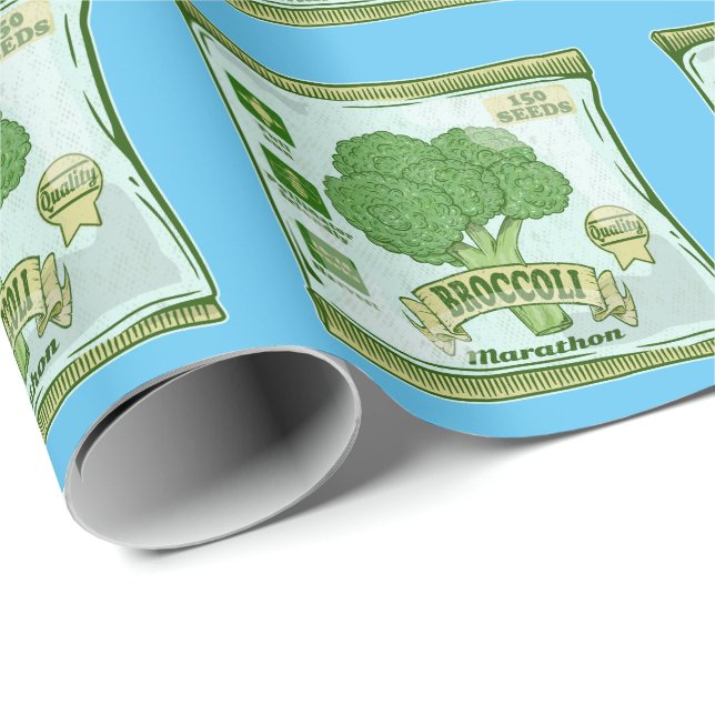 Papier Cadeau Broccoli Graines de légumes (Coin rond)