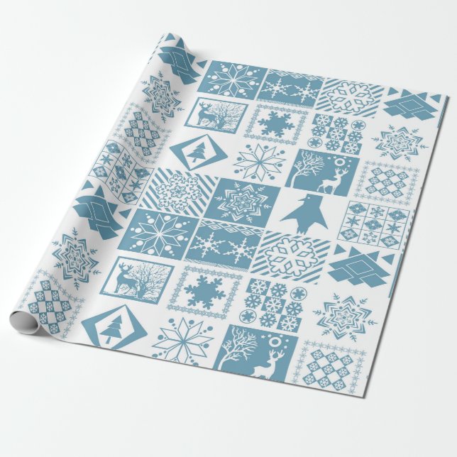 Papier Cadeau Brochure en patchwork hivernal de Noël (Déroulé)