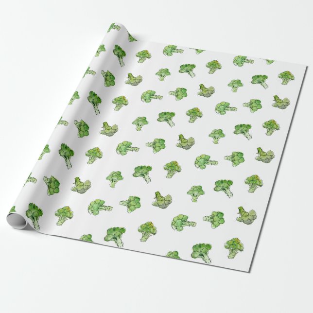 Papier Cadeau Brocoli - dispersé - ouvrez-vous (Déroulé)