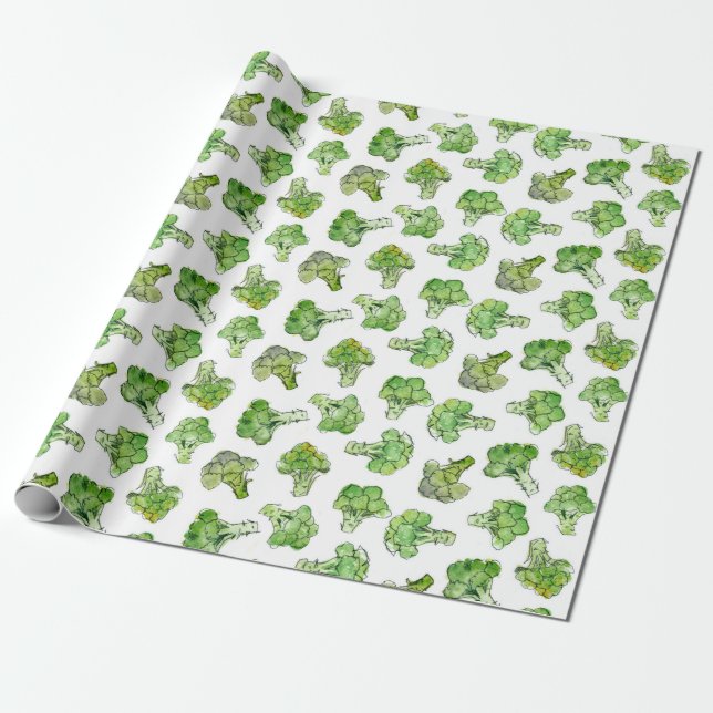 Papier Cadeau Brocoli - Éparpillé (Déroulé)