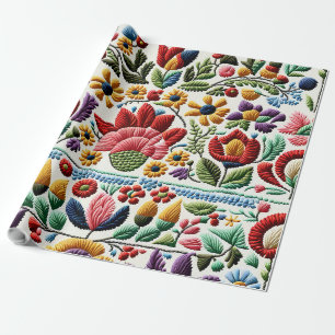 Papier Cadeau Broderie florale