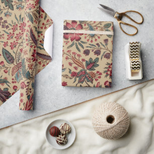 Papier Cadeau Broderie Florale Ancienne de Décoration d'Ameublem