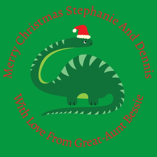 Papier Cadeau Brontosaurus vert personnalisé Dinosaure de Noël (Créateur téléchargé)