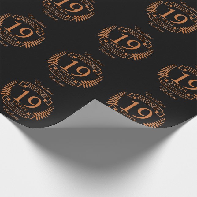 Papier Cadeau Bronze anniversaire traditionnel mariage 19 ans (Coin)