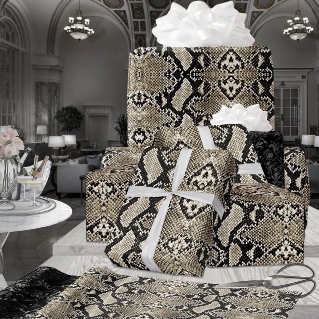 Papier Cadeau Bronze jaune clair Python Snakeskin (Créateur téléchargé)