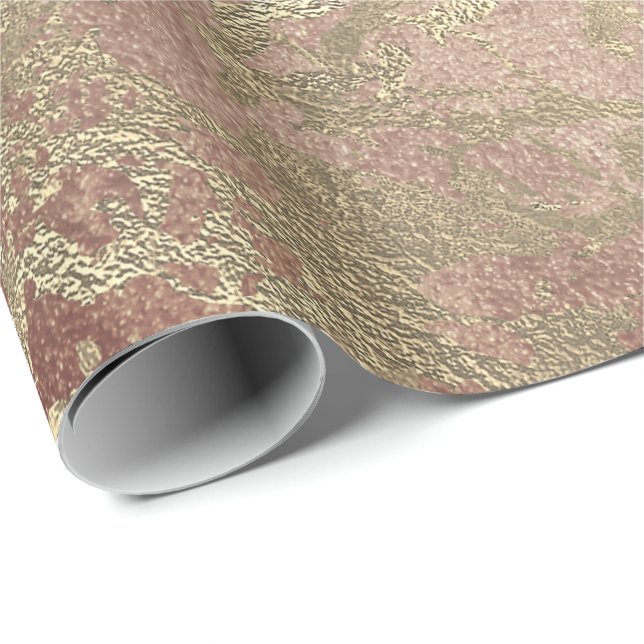 Papier Cadeau Bronze Moulé Rose Or Marbre cuivre Métallé (Coin rond)