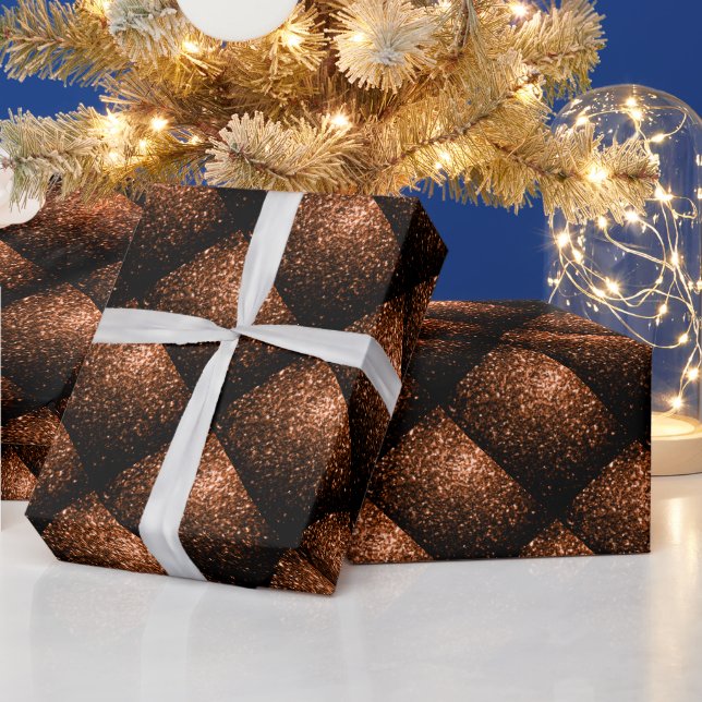 Papier Cadeau Bronze Orange Brown parties scintillant scintille  (Vacances)