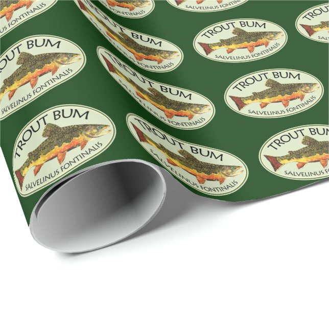 Papier Cadeau Brook Trout Bum Pêche aux mouches humoristique (Coin rond)