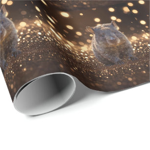 Papier Cadeau Brown Baby Wombat Sur Brown Bokeh Bliss,
