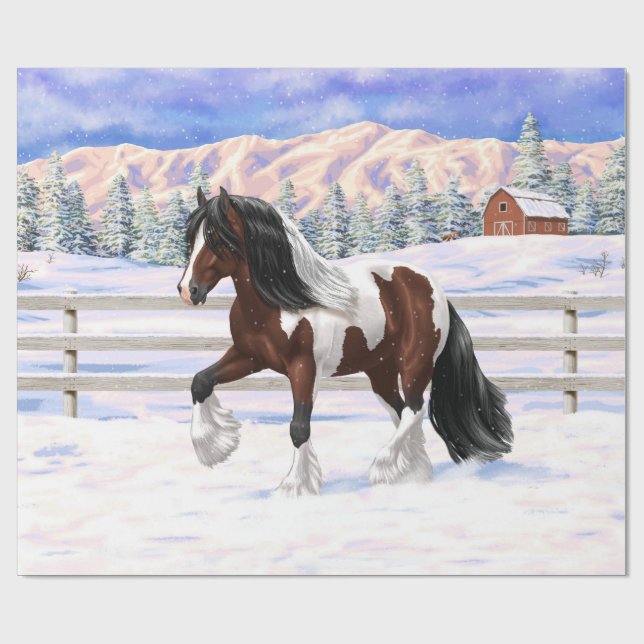 Papier Cadeau Brown Bay Gypsy Vanner Draft Horse (Plat)