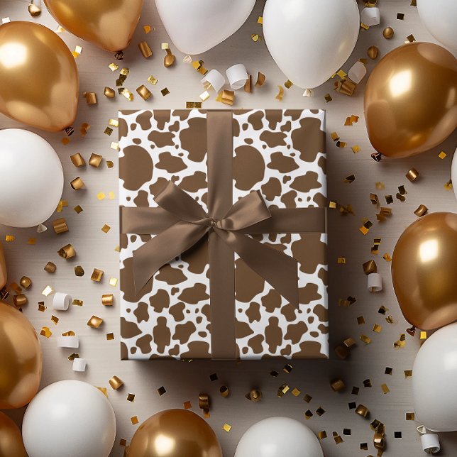 Papier Cadeau Brown Cow Spots Faux Cowhide Motif (Brown Cow Spots Faux Cowhide Pattern Wrapping Paper)
