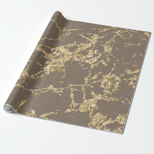 Papier Cadeau Brown de marbre doré mince touche pierre