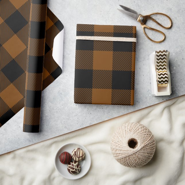 Papier Cadeau Brown et noir Buffalo Check Holiday (Artisanat)