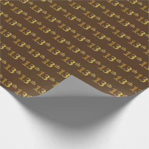 Papier Cadeau Brown, Faux Gold 13ème (treizième) événement