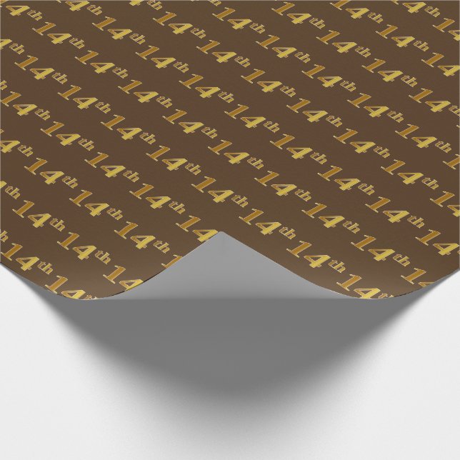 Papier Cadeau Brown, Faux Gold 14ème (Quatorzième) événement (Coin)