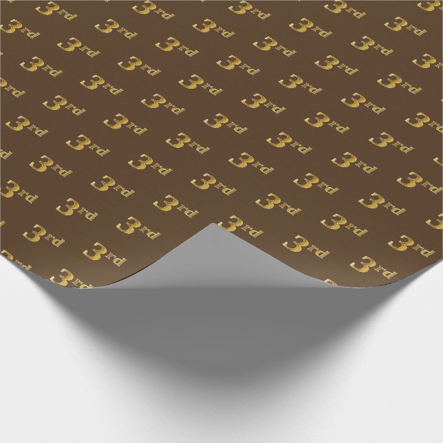Papier Cadeau Brown, Faux Gold 3ème (troisième) Enveloppement d' (Coin)