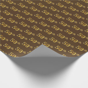 Papier Cadeau Brown, Faux Gold 50th (Cinquantième) Event