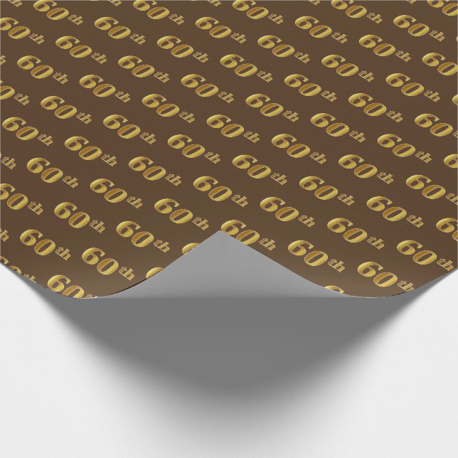 Papier Cadeau Brown, Faux Gold 60e (Soixantième) (Coin)