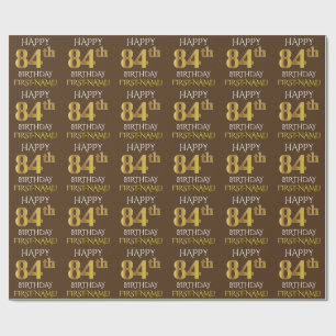 Papier Cadeau Brown, Faux Gold "HAPPY 84th BIRTHDAY"