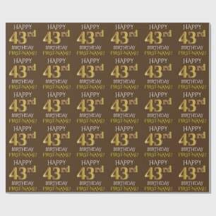 Papier Cadeau Brown, Faux Gold "HEUREUX 43e anniversaire"